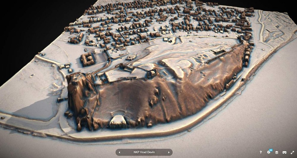 01 -  Digitálny 3D model terénu hradu Devín (Bratislava). Dostupný je na adrese: https://skfb.ly/o6YDI