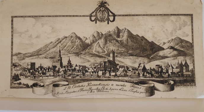 dobová podobizeň mesta Kežmarok podľa medirytiny J. Lumitzera z roku 1814