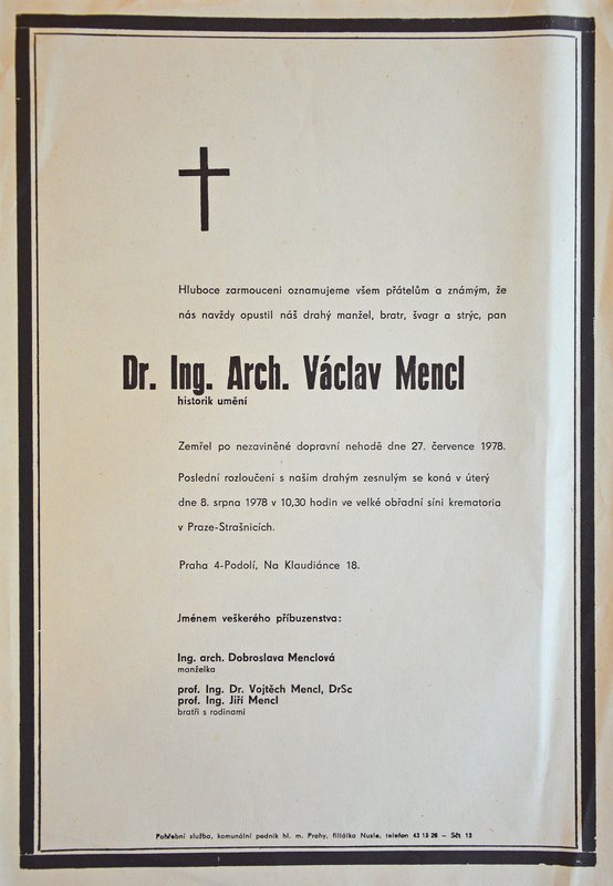 Parte V. Mencla, 1978. Zdroj: Archiv Národního muzea, Praha