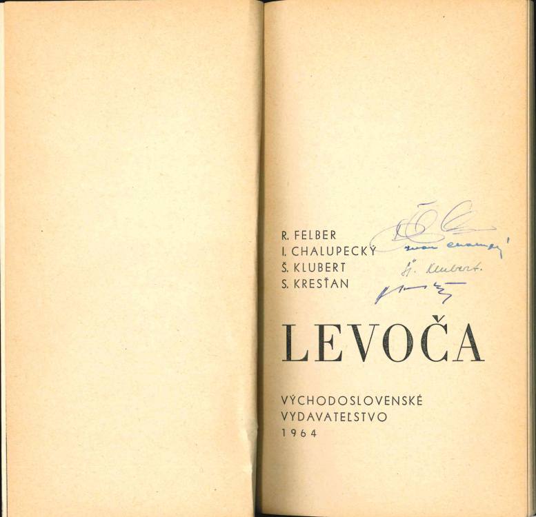 02 – Titulný list turistického sprievodcu, spracovaného v spoluautorstve osobností Levoče, 1964. Zdroj: PÚ SR